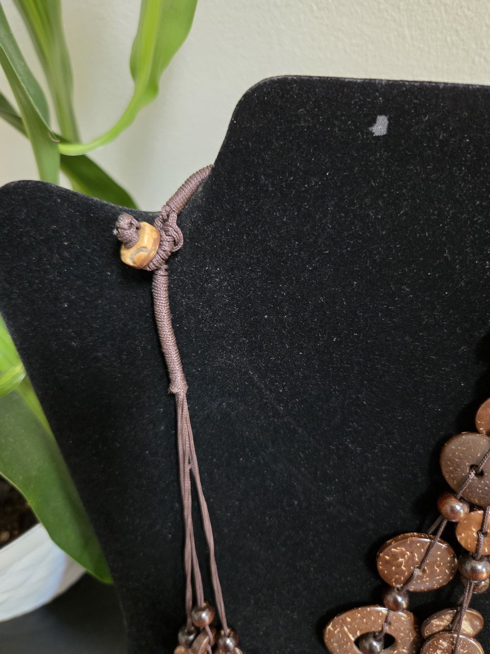 Layered Brown Wooden Disk Necklace — Natural Multi-Strand - Picture 2 of 2